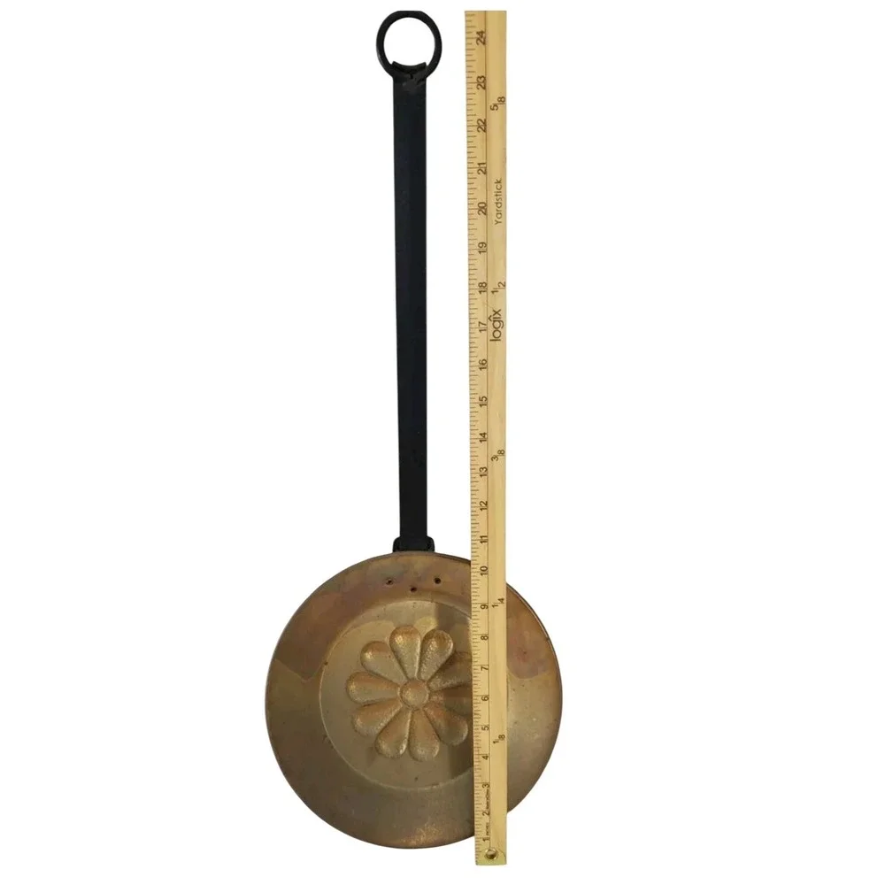 3‎ Vintage Copper & Brass Primitive Hanging Long Handle Skillet Dipper Strainer